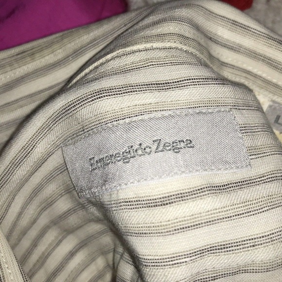 Men's Striped Shirt - White and Gray - Picture 3 of 10